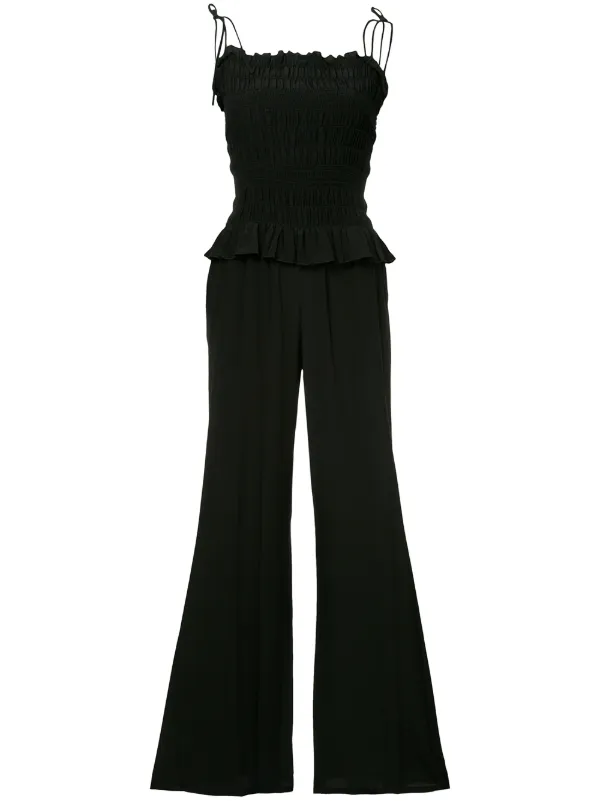 black smocked jumpsuit