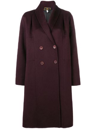 Shop red Fendi Pre-Owned 2000's double-breasted midi coat with Express ...