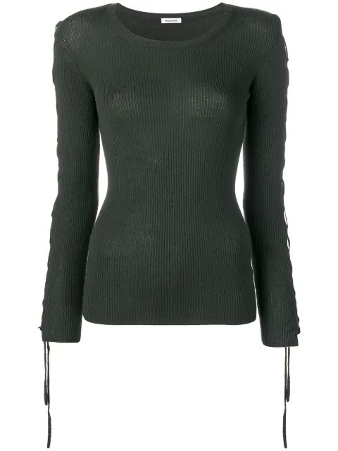 P.a.r.o.s.h . Lace-up Sleeve Jumper - Green In Green