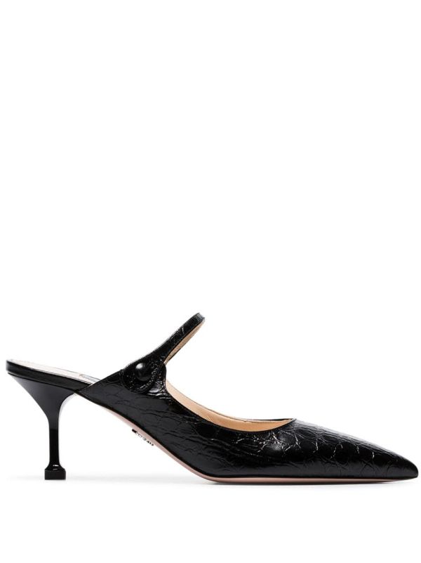 black crocodile mules