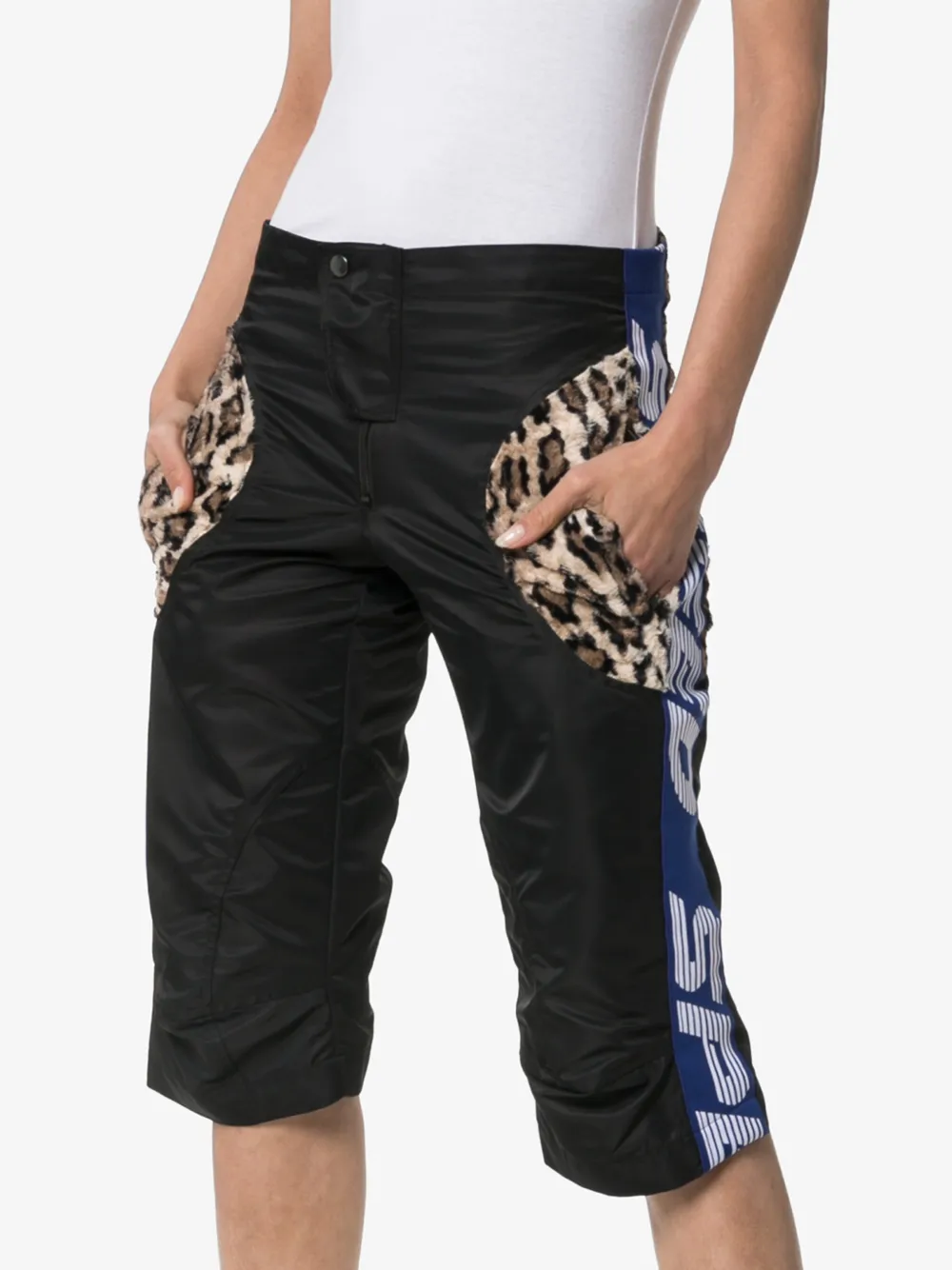 Martine Rose Leopard-patch Motocross Shorts In Black