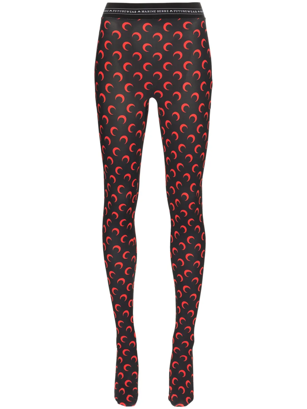 Marine Serre Pants MARINE SERRE MOON-PRINT STRETCH-JERSEY LEGGINGS - BLACK
