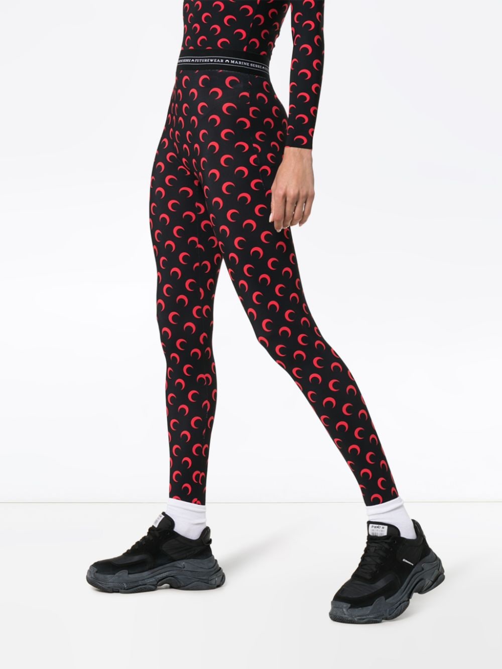 Buy Marine Serre Fuseaux Moon Leggings 'All Over Moon Red