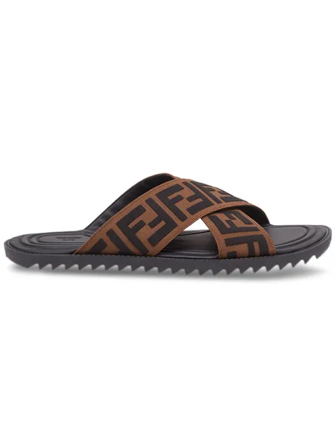 fendi logo slip on sandals