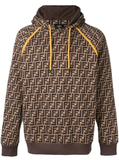 Fendi printed FF logo hoodie brown | MODES