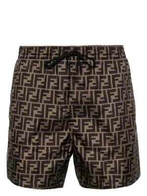 FENDI FF-logo Print Swim Shorts | Black | FARFETCH ID