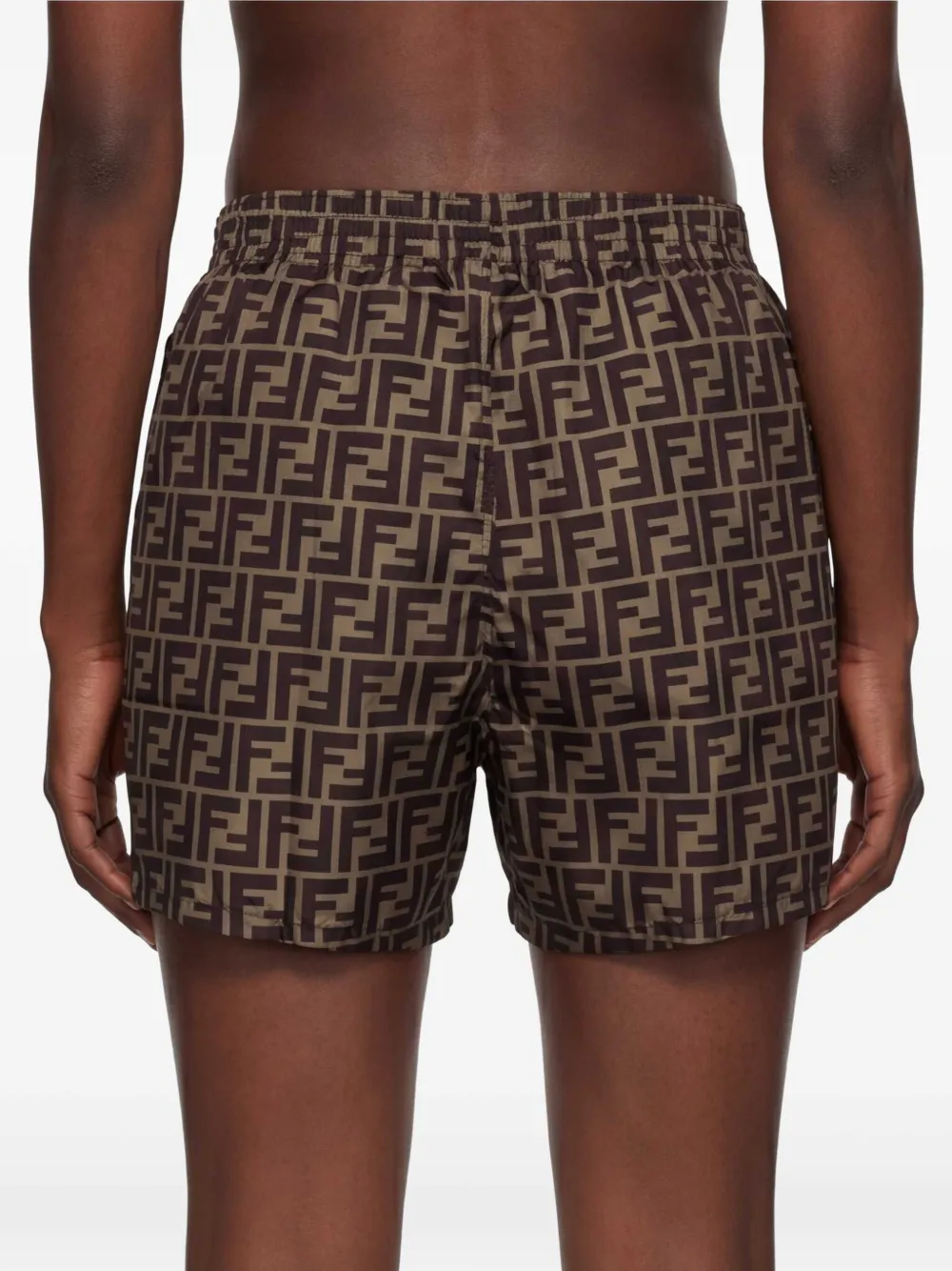 FENDI フェンディ FFモノグラム スイムショーツ ブラウン 50 正規品 FENDI logo-pattern Swim Shorts | Brown | FARFETCH JO