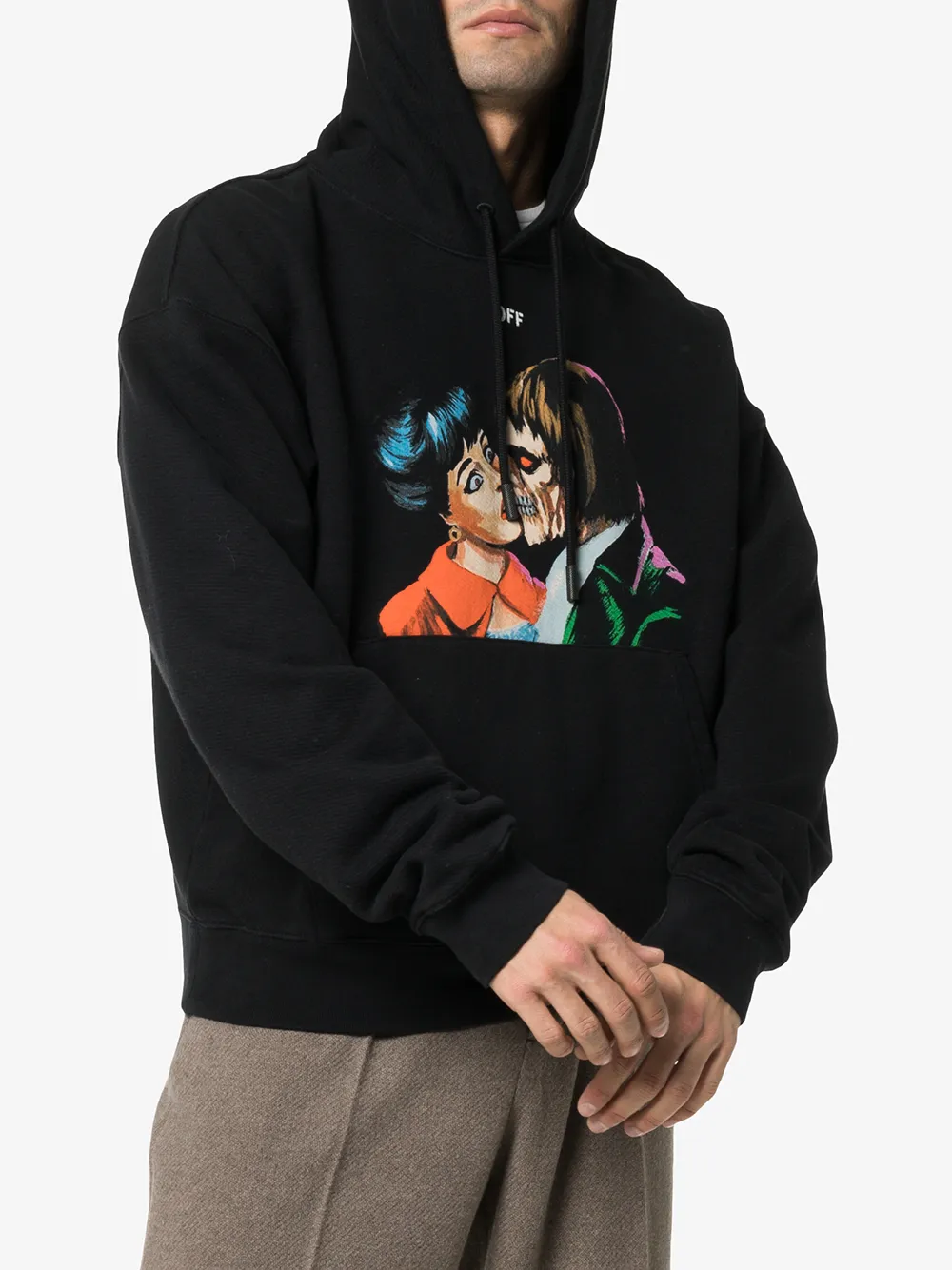 Off-White Kiss Print Cotton Hoodie - Farfetch