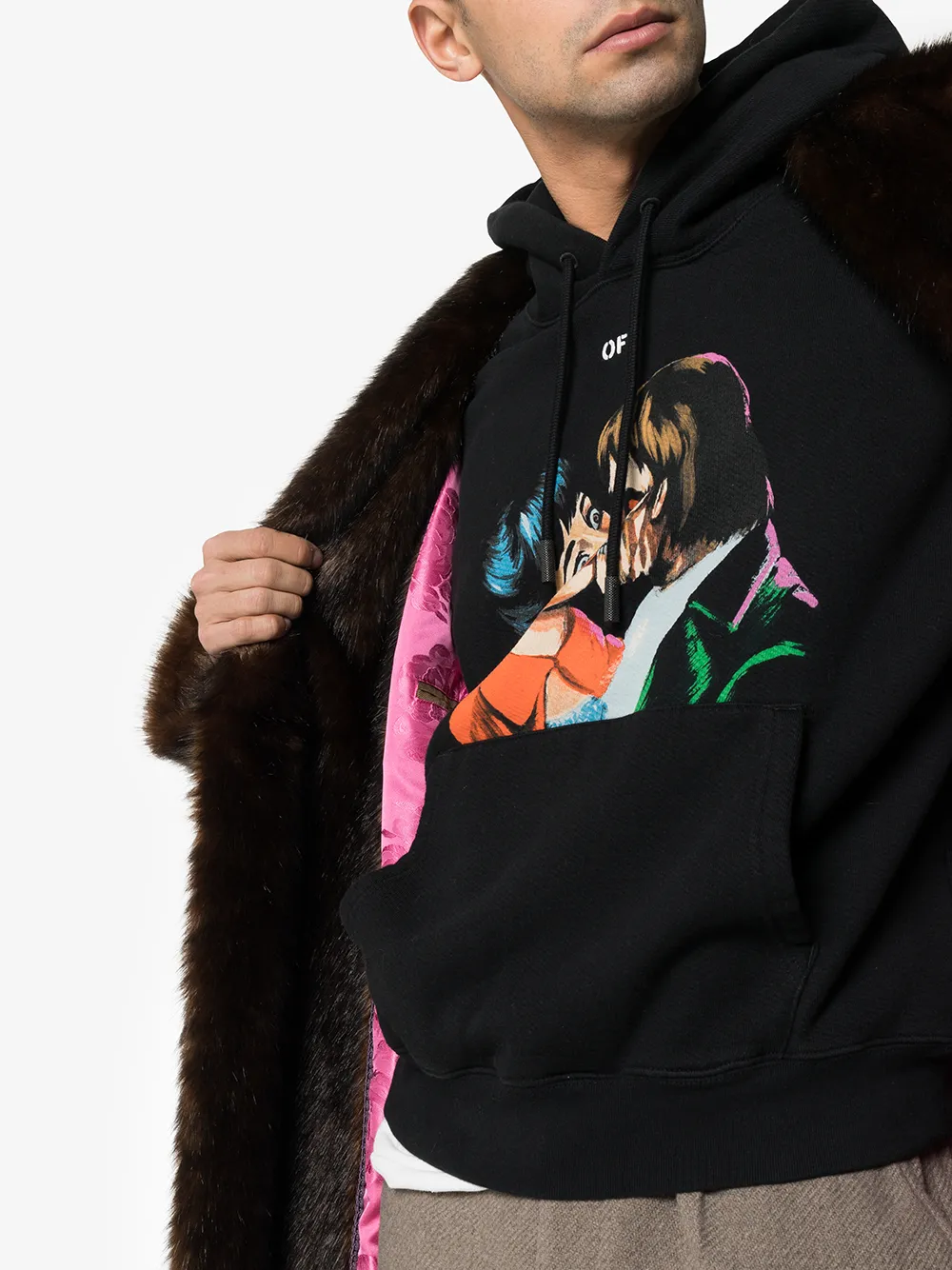 オフホワイトoff-white kiss print cotton hoodie