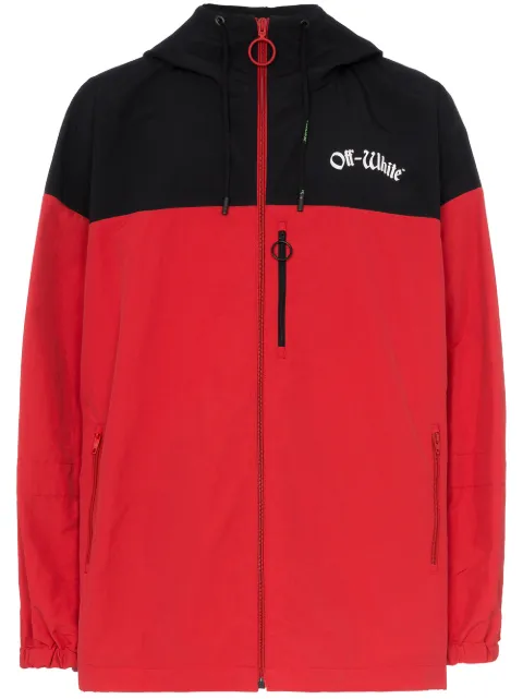 Click to view more detailed imagery on our partner's website Off-White Oversized Two-Tone Shell Hooded Jacket Red/Black/White
