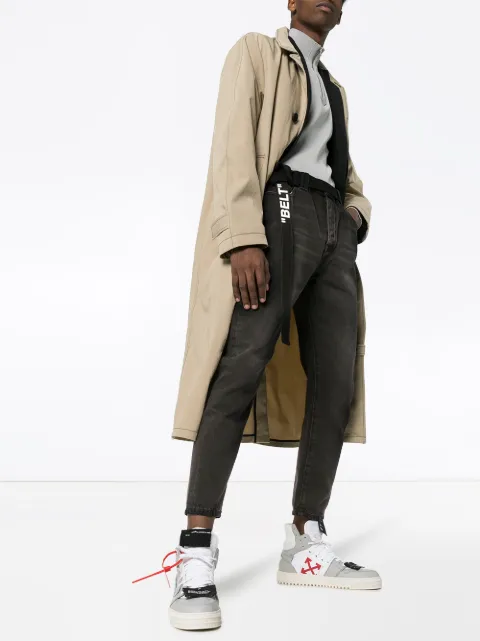 กางเกง OFF-WHITE belted straight leg cropped fit jeans แต่งตัววินเทจ แต่งตัวสตรีท