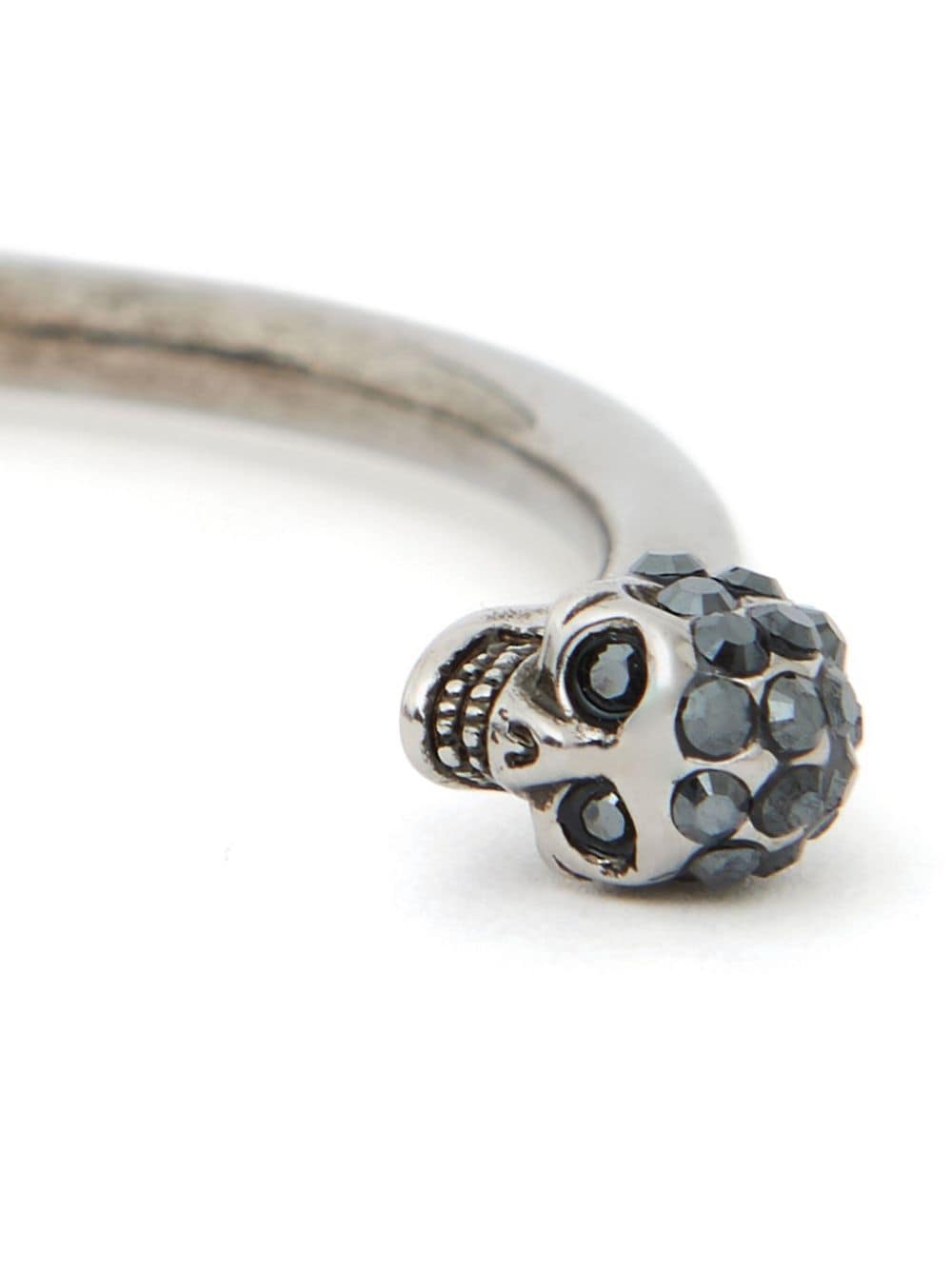 Shop Alexander Mcqueen Jewelled Twin Skull Bangle In Silver