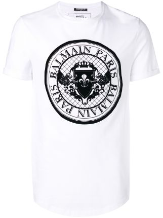 Shop Balmain logo print T-shirt with Express Delivery - FARFETCH