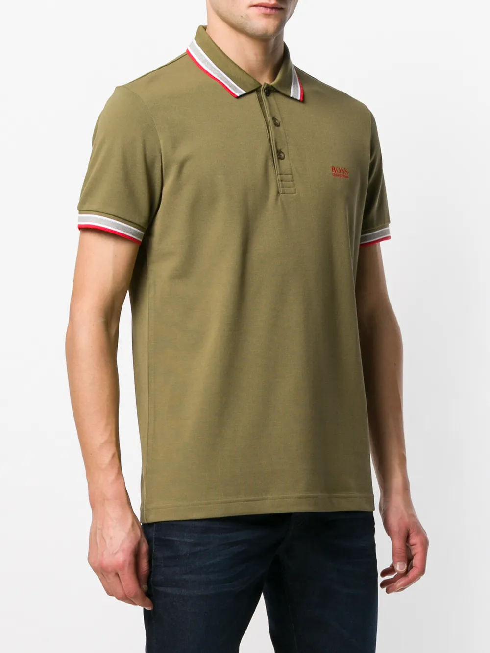 boss hugo boss logo embroidered polo shirt