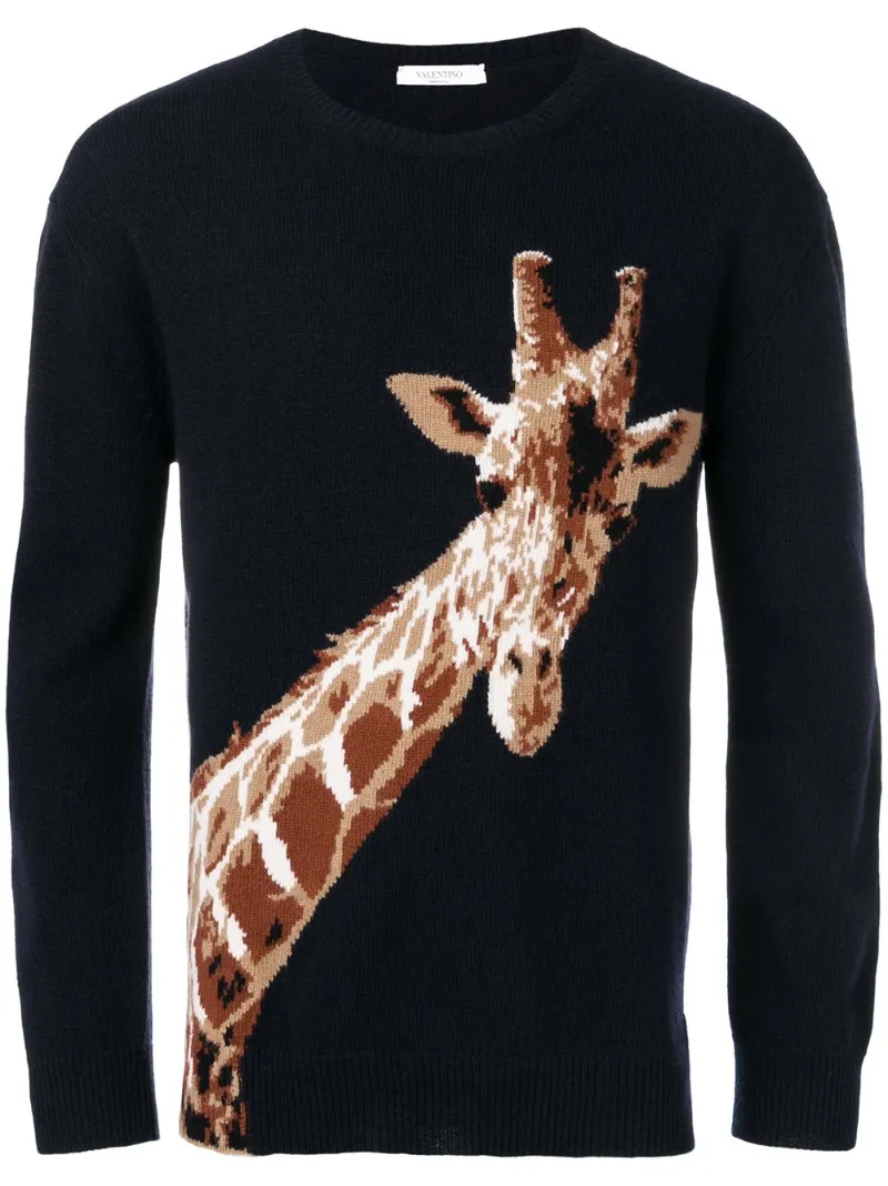 Valentino giraffe intarsia knit sweater 