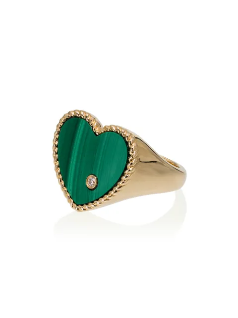 Yvonne Léon anillo en forma de corazón con esmeralda y diamantes en oro de 18kt