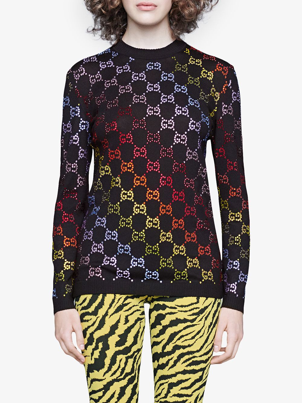 Gucci Wool Sweater With GG Rhinestone Motif - Farfetch