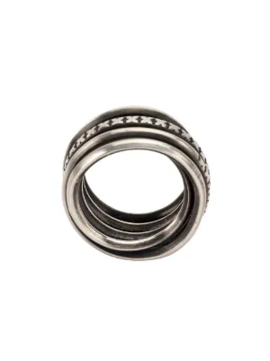 WERKSTATT:MÜNCHEN Wound Unite embossed-cross Layered Ring | Silver