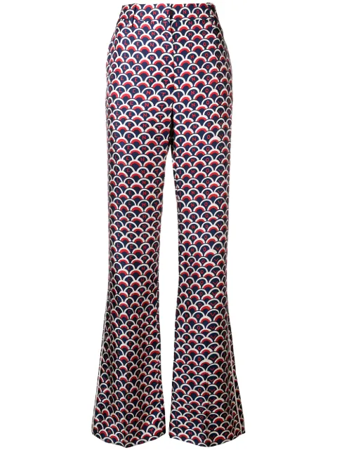 Click to view more detailed imagery on our partner's website Valentino Logo-Print Silk Wide-Leg Trousers In Blue