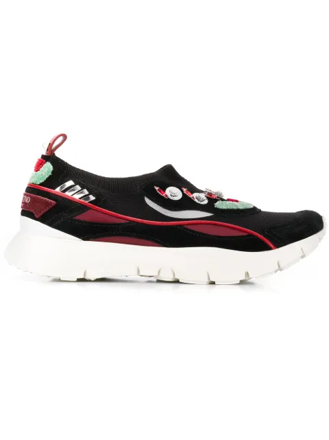Click to view more detailed imagery on our partner's website Valentino Garavani Embellished Slip-on Sneakers In Black