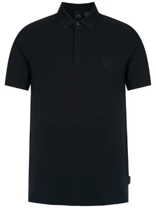 Armani Exchange Logo Patch Polo Shirt Blue FARFETCH