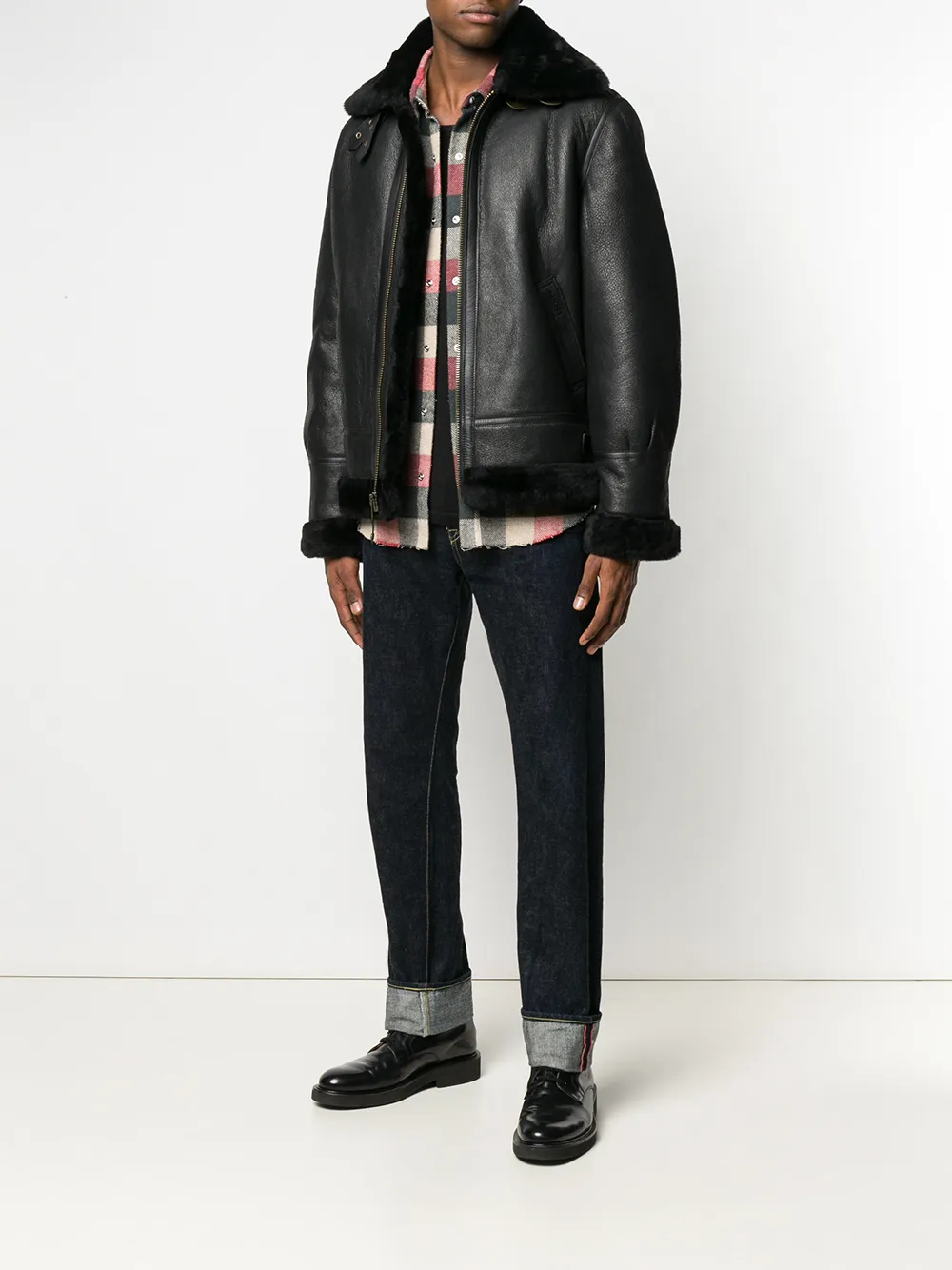 Schott shearling biker jacket | Leather Jackets | Image 2