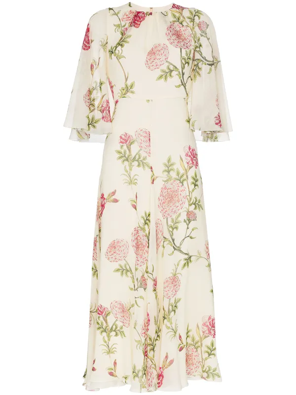 silk floral midi dress