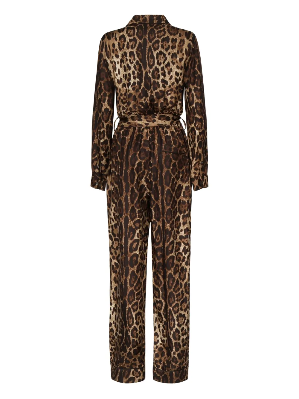 leopard-print silk pajama jumpsuit