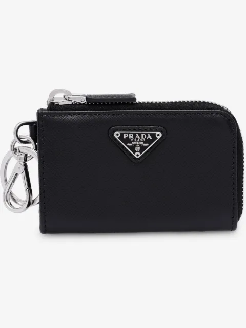 Prada leather pouch keychain wallet