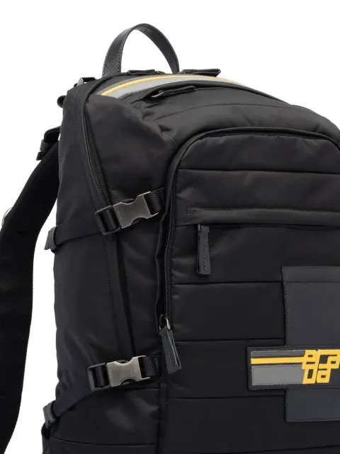 prada logo patch backpack