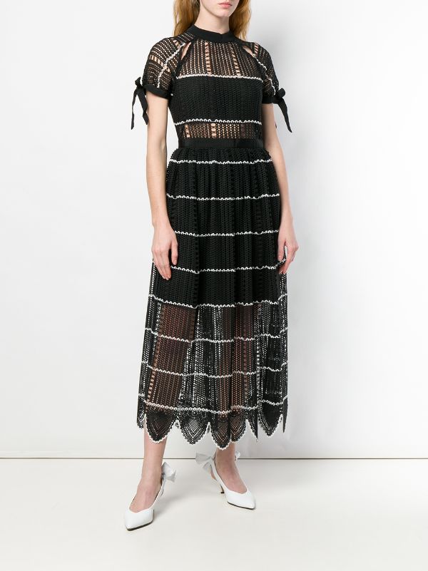 Self-Portrait Long Mesh Knit Dress - Farfetch