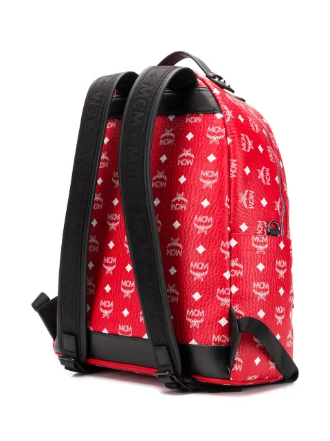mcm logo print backpack