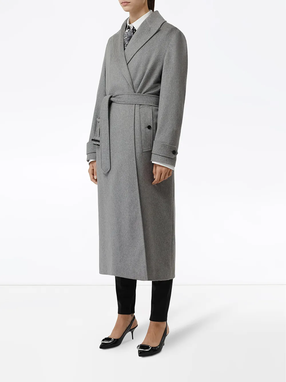 burberry peak lapel cashmere wrap coat