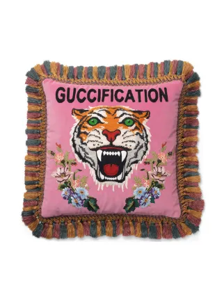 Gucci グッチ タイガー エンブロイダリー ベルベット クッション 