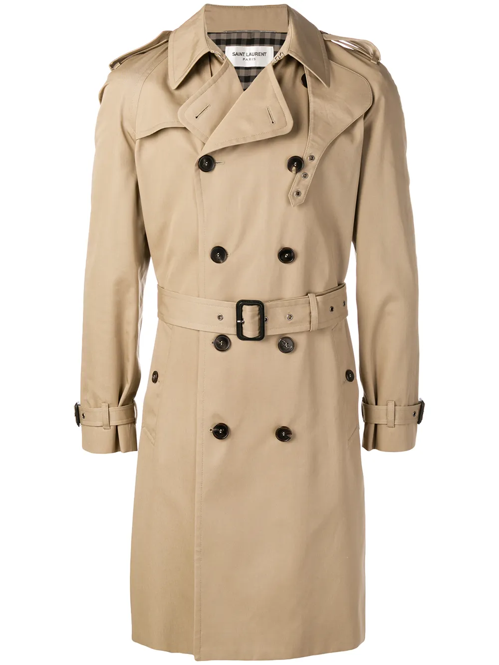 double-breasted belted trench coat