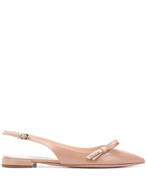 prada logo bow slingback pump