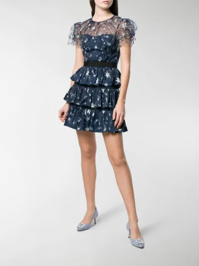 Self-Portrait star print dress blue | MODES