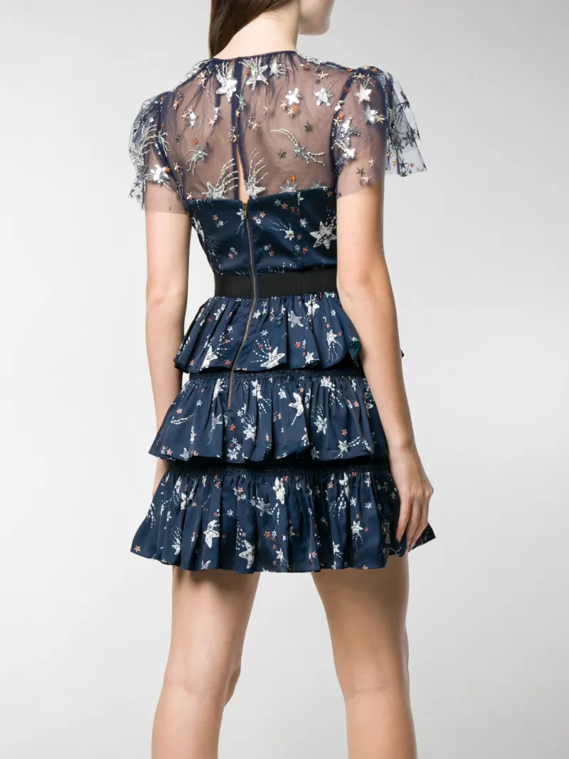 Self-Portrait star print dress blue | MODES