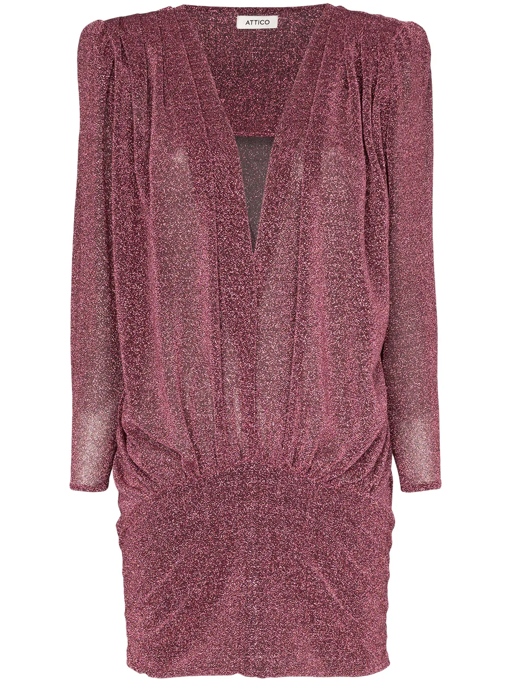 Attico Dresses ATTICO METALLIC PLUNGE-NECK MINI DRESS - PURPLE