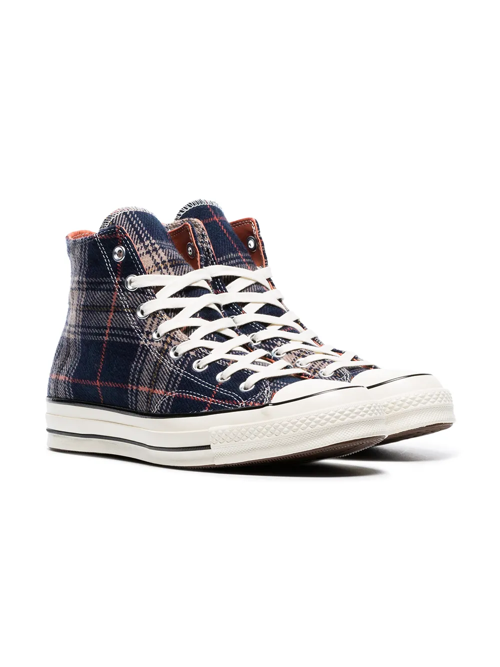 converse chuck 70 hi navy plaid trainers