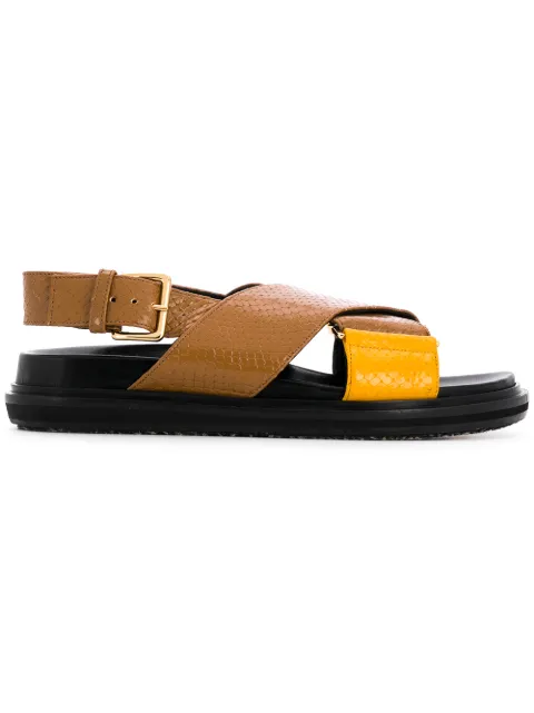 Click to view more detailed imagery on our partner's website Marni Fussbett Cross Strap Leather Sandals In Brown