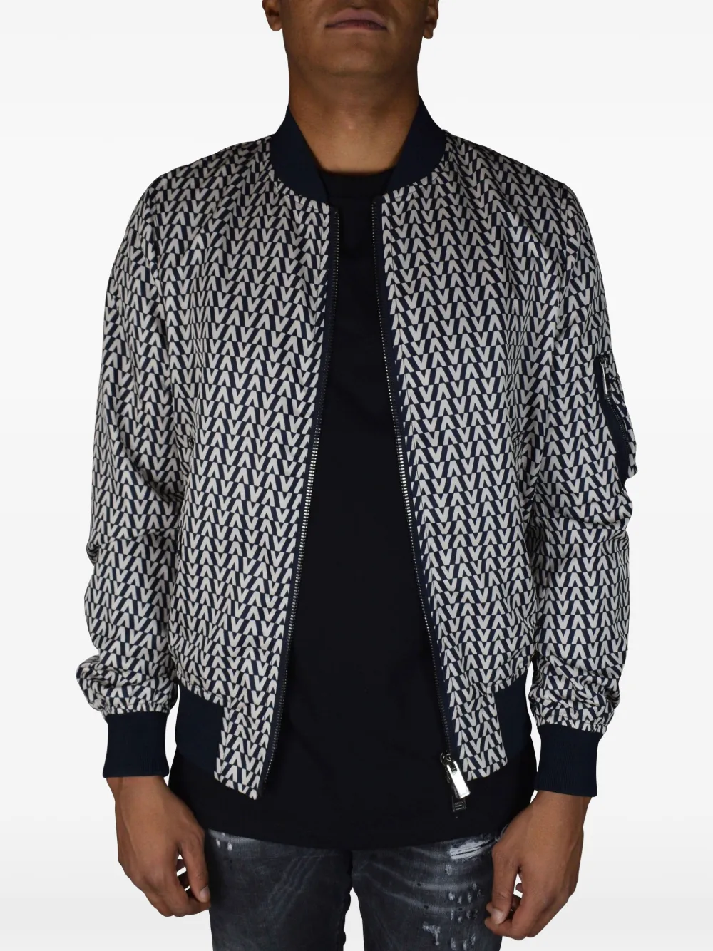 Valentino Garavani bomberjack met logoprint Blauw