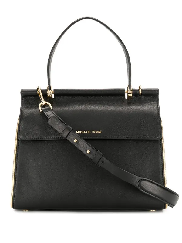 black and grey michael kors purse