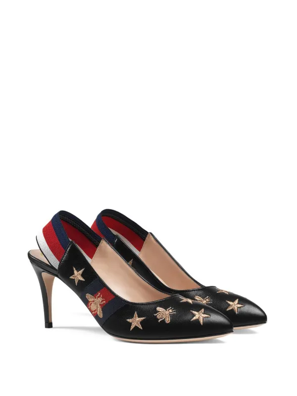 gucci leather web slingback pump