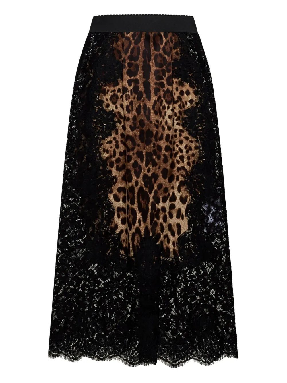 Dolce & Gabbana leopard-print satin midi skirt | Brown | Image 1
