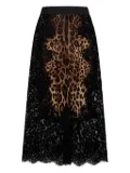Dolce & Gabbana leopard-print satin midi skirt - Brown