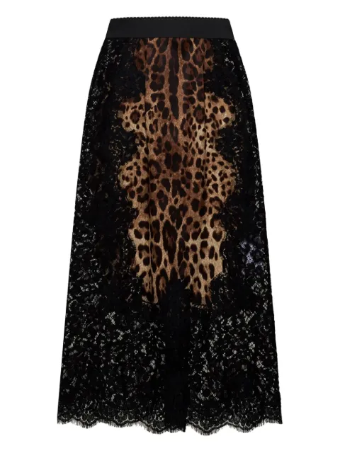 Dolce & Gabbana leopard-print satin midi skirt