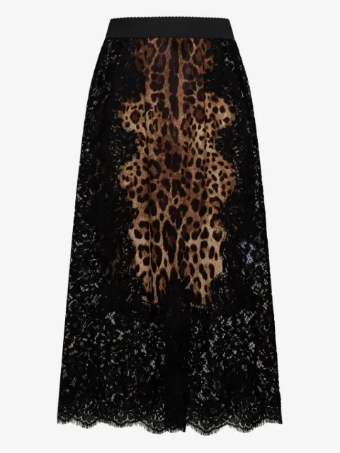 Dolce & Gabbana leopard-print satin midi skirt