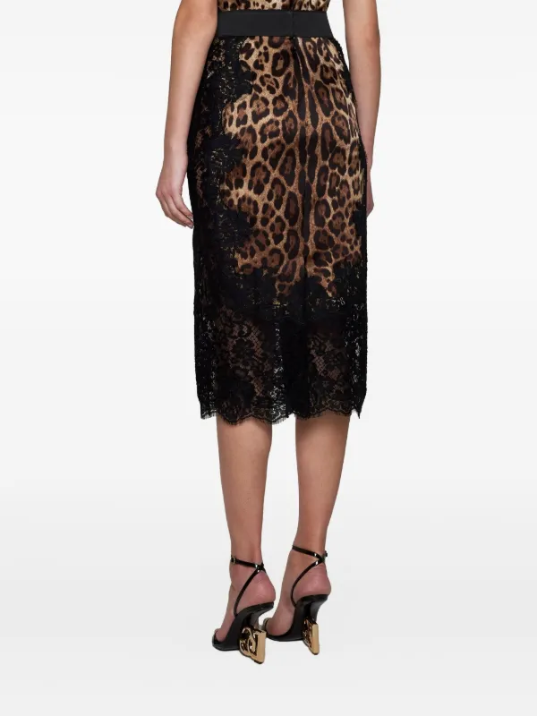スカート DOLCE&GABBANA LEOPARD PRINT SILK PENCIL SKIRT Dolce & Gabbana leopard-print Satin Midi Skirt | Brown
