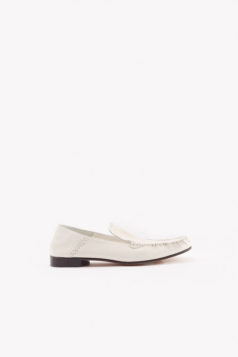 Nadia Moccasin-neutrals #0 Nadia Moccasin, Nadia flat moccasins from 3.1 Phillip Lim featuring ivory white, leather, whipstitch detailing, tonal design, round toe, slip-on style, branded leather insole and flat leather sole.
- 0